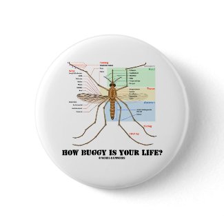 How Buggy Is Your Life? (Mosquito Anatomy Humor) button