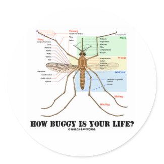 How Buggy Is Your Life? (Mosquito Anatomy Humor) sticker