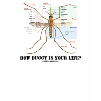 How Buggy Is Your Life? (Mosquito Anatomy Humor) shirt