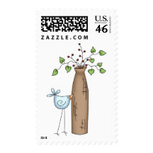 How Does Your Garden Grow · Vase & Bird Stamp