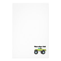 How I Roll (Monster Truck) Customized Stationery
