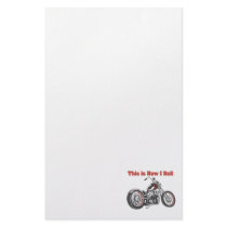How I Roll (Motorcycle) Custom Stationery