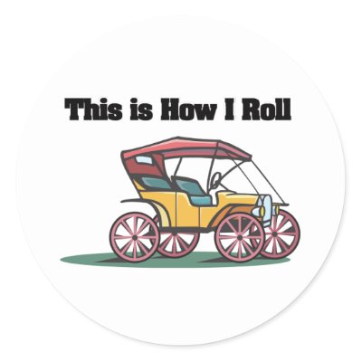 How I Roll Oldfashioned Buggy Car Stickers by doonidesigns