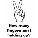 How many fingers am I holding up? t-shirts