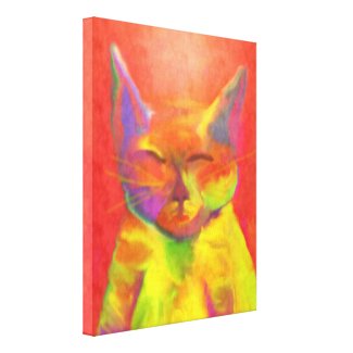 "How May You Serve Me?" Cat Art Stretched Canvas Print