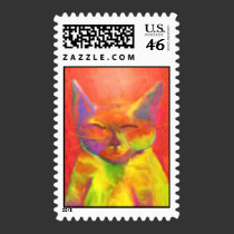 "How May Your Serve Me" Cat Postage postage by Victoreeah "How May Your Serve Me" Cat Postage postage