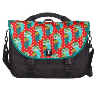 How Now Blue Owl - Polka Dots Laptop Messenger Bag