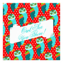 How Now Blue Owl See You There Custom Invitation invitations