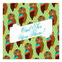 How Now Brown Owl See You There Custom Invitation invitations
