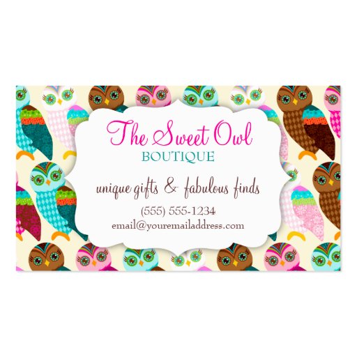 How Now Little Owl? Coupon Business Card Template (front side)