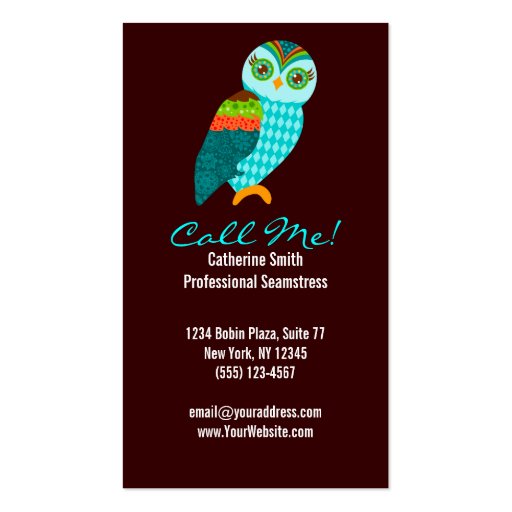 How Now Little Owl? Vertical Business Cards (back side)