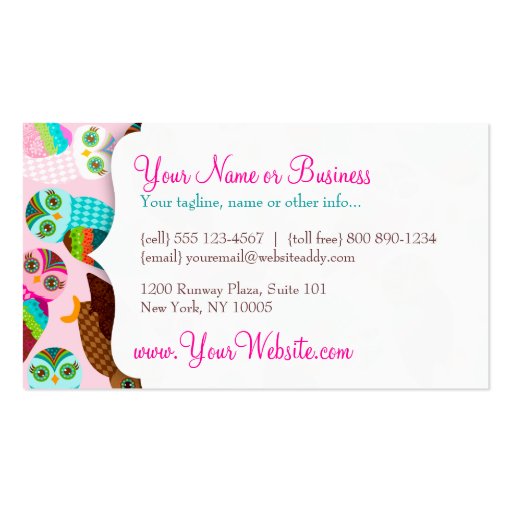 How Now Little Owls? Business Card Templates (back side)