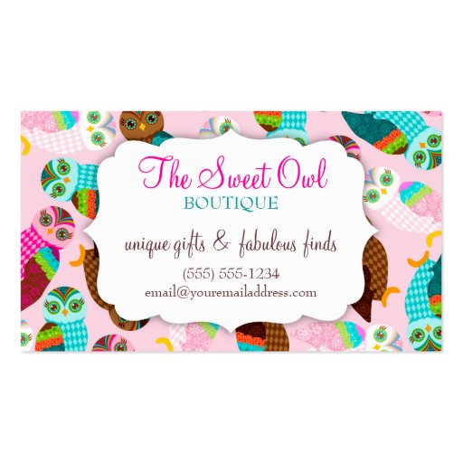 How Now Little Owls? Coupon Business Card (front side)