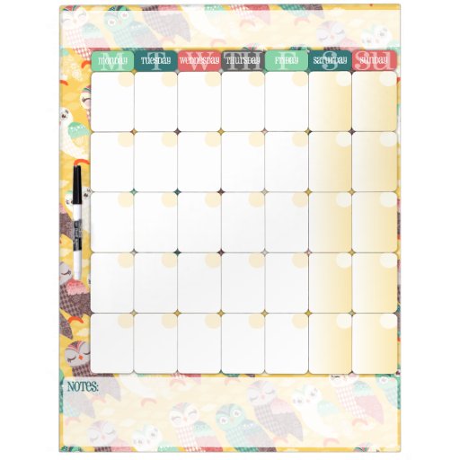Dry Erase Calendar Boards : How now little owls dry erase calendar board Dry Erase Calendar Boards : How now little owls dry erase calendar board