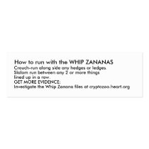 How to run with the WHIP ZANANAS business cards by avantgame How to run with the WHIP ZANANAS business cards