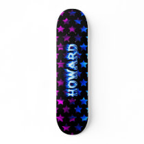 Howard skateboard blue fire and flames design.