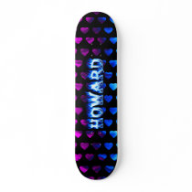 Howard skateboard blue fire and flames design.