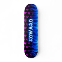 Howard skateboard blue fire and flames design.