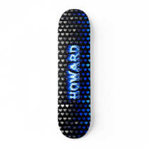 Howard skateboard blue fire and flames design.