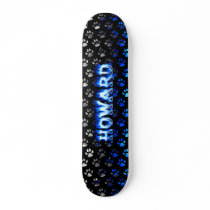 Howard skateboard blue fire and flames design.
