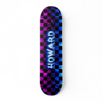 Howard skateboard blue fire and flames design.