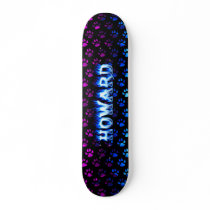 Howard skateboard blue fire and flames design.