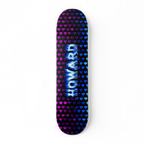 Howard skateboard blue fire and flames design.