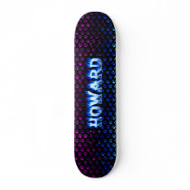 Howard skateboard blue fire and flames design.
