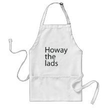 howay the lads in black letters Apron