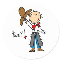 Howdy! Cowboy Stick Figure Sticker