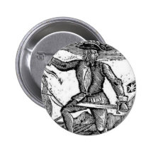 Howell Davis Pirate Portrait Pinback Buttons