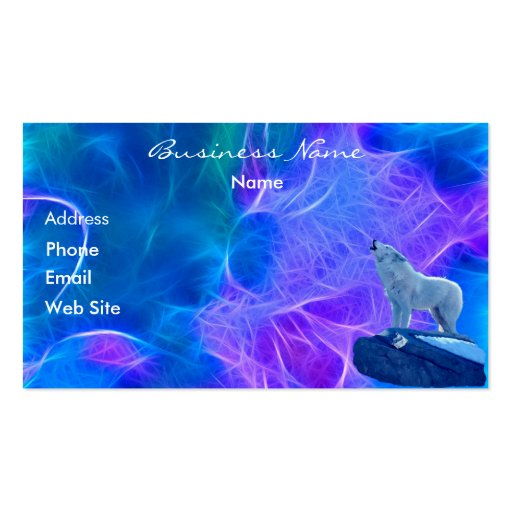 Howling Arctic Wolf Fractal-effect Business Card (front side)