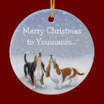 Howling Basset Hounds Christmas Ornament ornaments