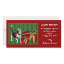 Howling Beagle Animal Christmas Holiday Card Photo Card