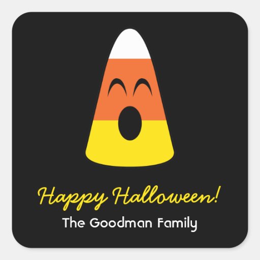 Howling candy corn fun cute Halloween favor tag Square Sticker