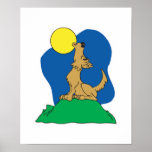 howling coyote cartoon print