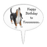 Howling Tricolor Basset Hound Cake Pick