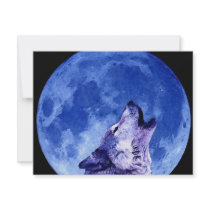 Howling Wolf at Moon Invitations