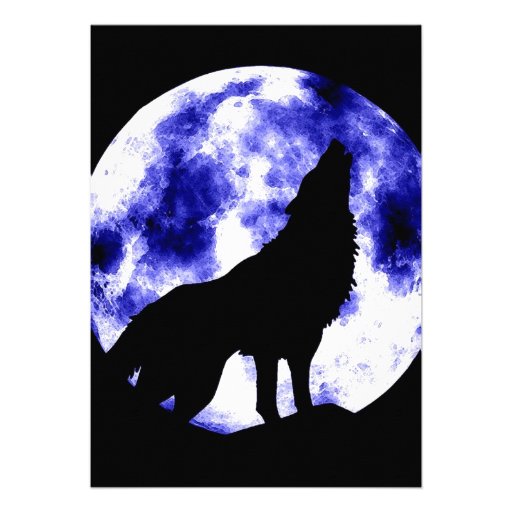 Howling Wolf at Moon Invitation
