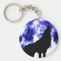 Howling Wolf at Moon Key Chain