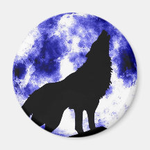 Howling Wolf at Moon Refrigerator Magnets