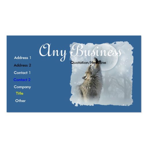 Howling Wolf busines card cutomizable Business Card (front side)