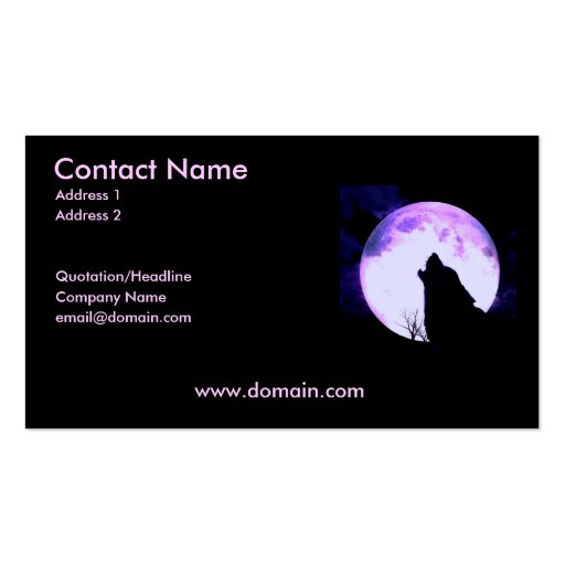 Howling Wolf Business Card (front side)