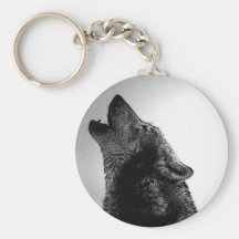 Howling Wolf in Snow Key Chains