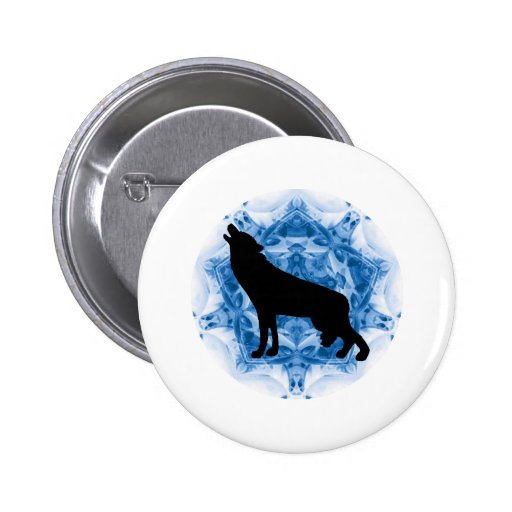 Howling Wolf Wolves Button