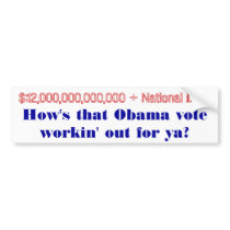 How's that Obama Vote workin' out for ya? bumper stickers