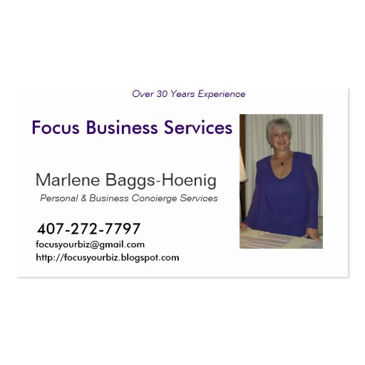 HPIM0353, Focus Business Services, Marlene Bagg... Business Card