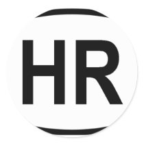 "HR" Croatia Round Sticker