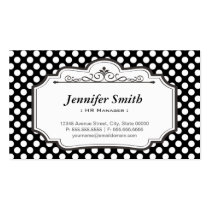 HR Manager - Black Polka Dots Business Card Template