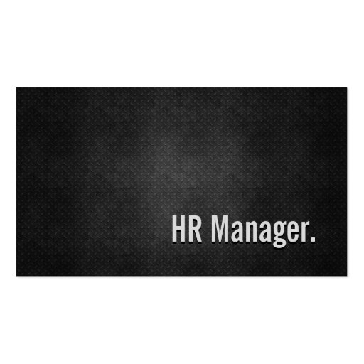 HR Manager Cool Black Metal Simplicity Business Card Templates (front side)